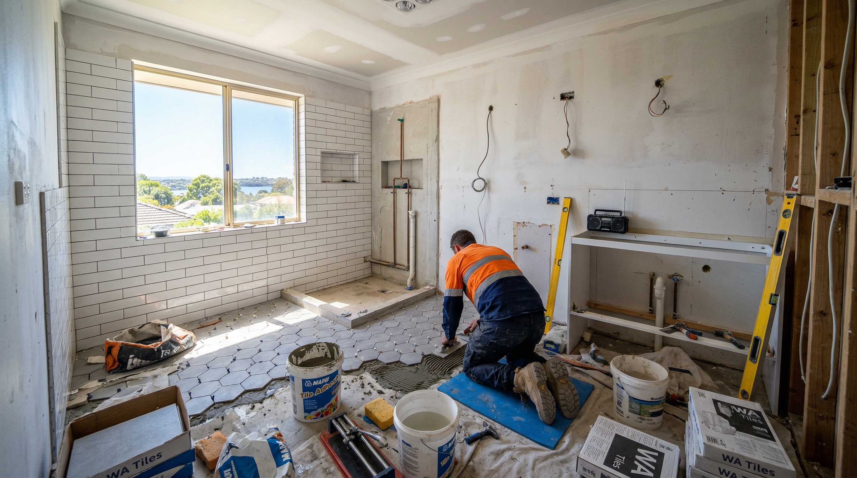 Perth bathroom renovation in progress